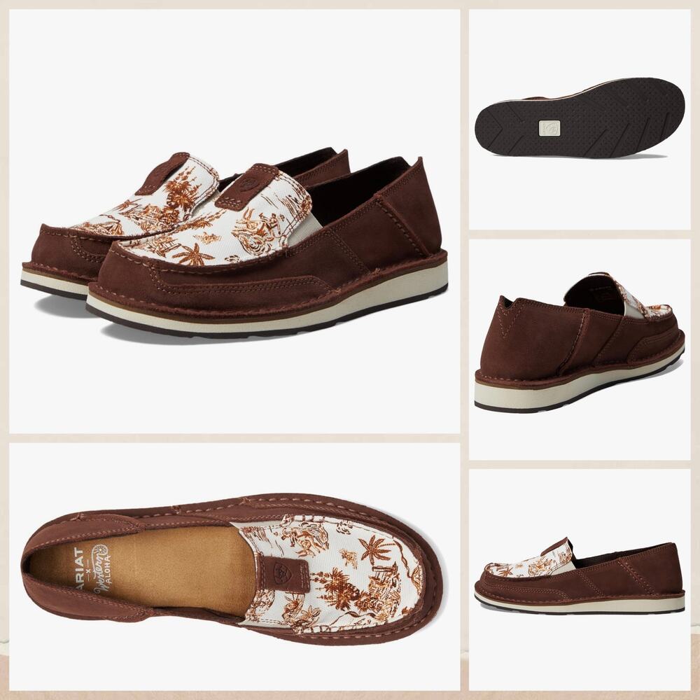 NIB Ariat 7.5M Cruiser Western Aloha Boat Shoes Flats Rusted Paniolo Print Suede - Picture 10 of 10
